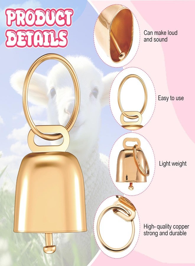 Yeyeplum Goat Collars with Bells, Sheep Grazing Copper Bells and Adjustable Nylon Collar Set Loud Bronze Bell for Farm Sheep Cow Accessories Christmas Thanksgiving Gift for Goat Lovers(Pink Rose) - Image 4
